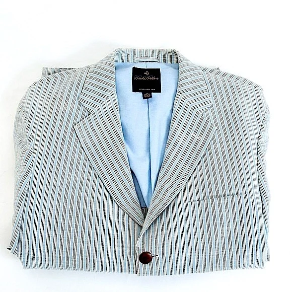 Brooks Brothers men’s sport coat blazer jacket linen blend vertical stripe M